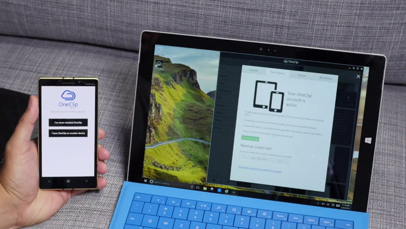OneClip Interface on Mobile and Laptop (2015)